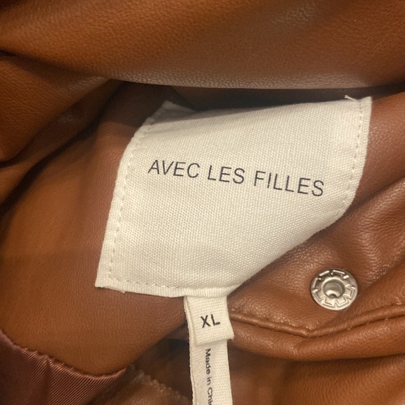 Avec Les Filles Faux Leather Puffer Jacket Sz XL NEW - Picture 6 of 6